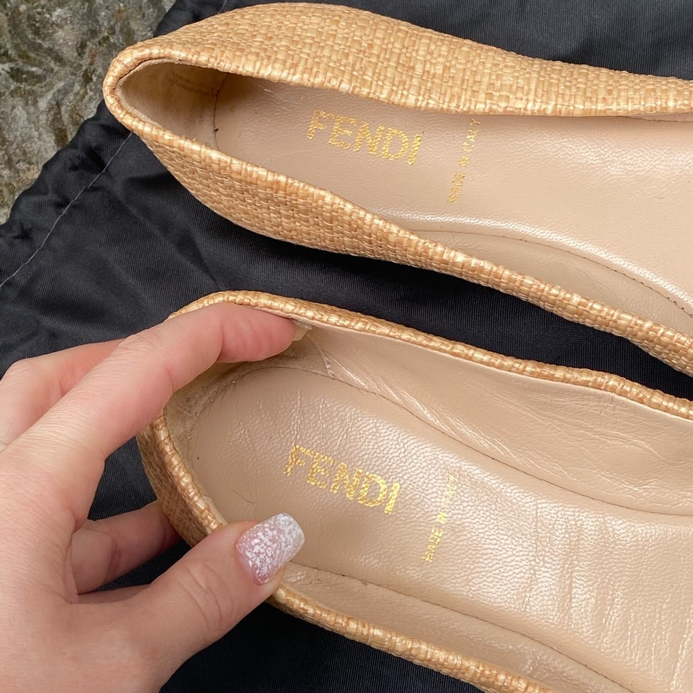 Fendi Yellow Tweed & Patent Leather Bow Ballet Flats - Picture 14 of 16